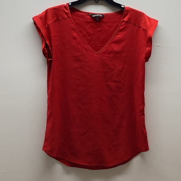 Express Size Small Red Women's Scarlet V-Neck Blouse. Preloved - Picture 1 of 5